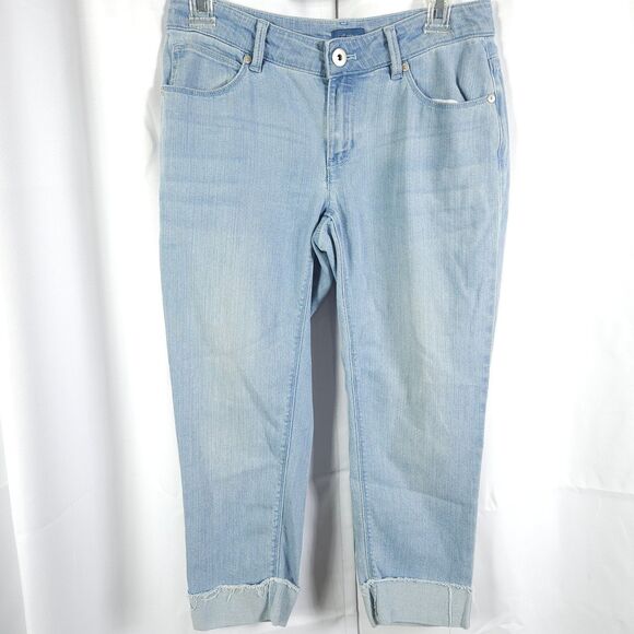 J Jill Denim Womens 2P 30x22 Authentic Fit Cropped Stretch Fringe Hem Blue Jeans - Picture 1 of 7